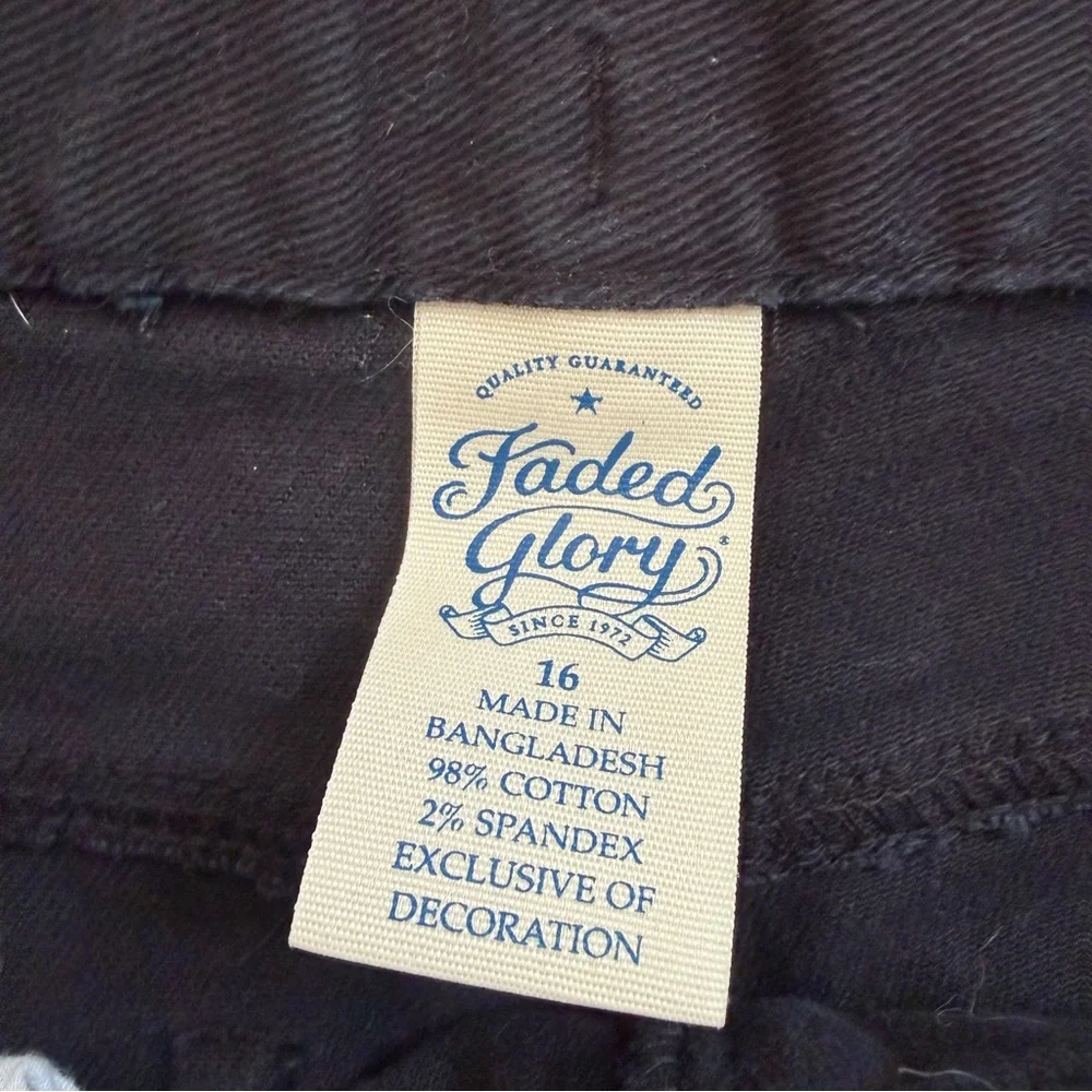 Faded Glory Boys Size 16 Slim Black Soot Jeans Adjustable Waist Denim Pants